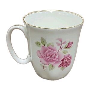 Fine Bone China Coffee Mug Pink Roses Springfield Stanford England Handcrafted